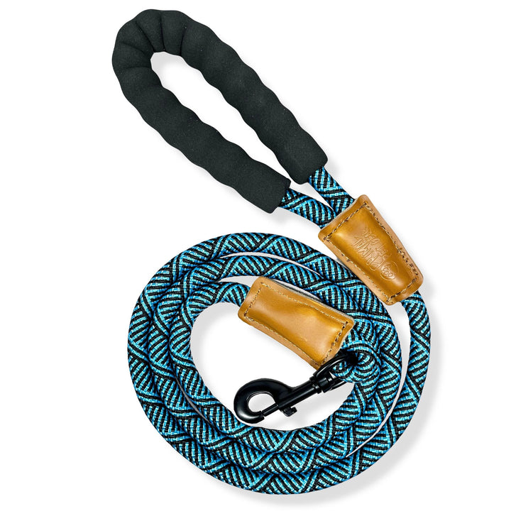 Primal Pet Gear  Rope Dog Leash, 150cm Long, Heavy Duty, Thick Climbing Rope with Genuine Embossed Leather
